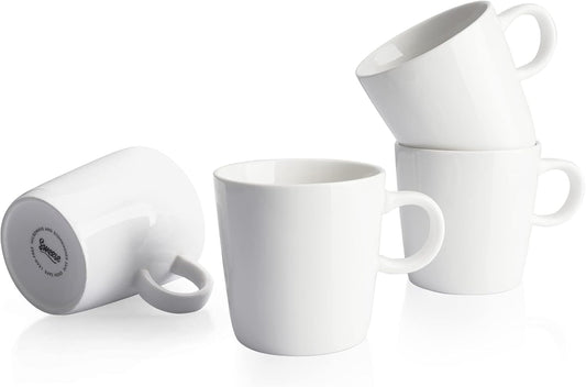 5oz Porcelain Espresso Cup Set | 4 Mini Coffee Cups, White