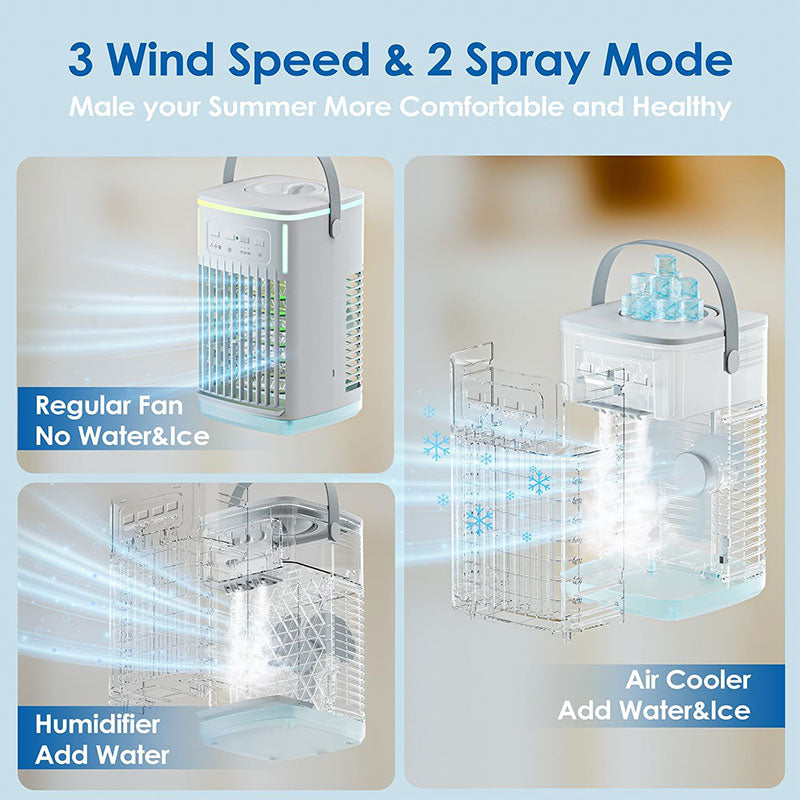 Portable Air Conditioner | Personal Evaporative Air Cooler with 3 Speeds & Timer