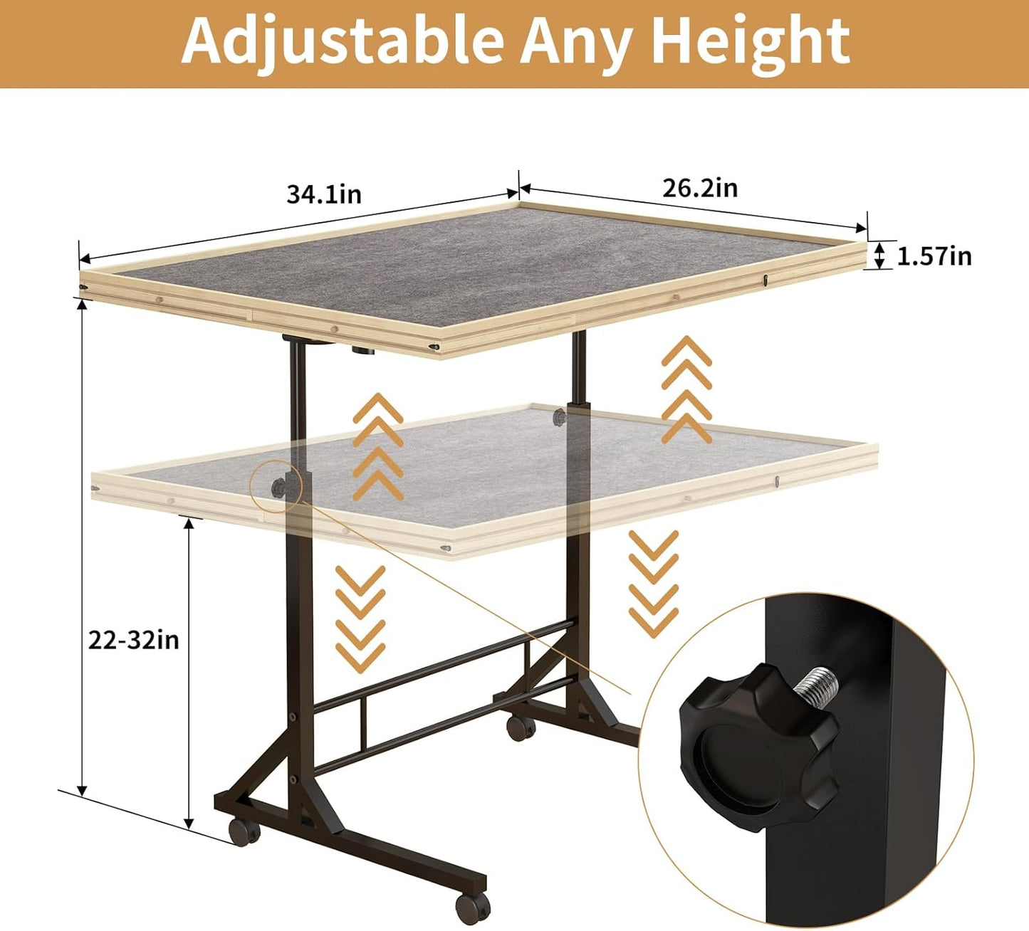 Adjustable Puzzle Table | 1500-Piece Wooden Puzzle Board with Legs & Drawers