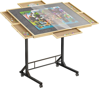 Adjustable Puzzle Table | 1500-Piece Wooden Puzzle Board with Legs & Drawers