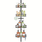 Corner Shower Caddy Tension Pole, 4 Tier Adjustable Shower Organizer Corner 62-115 Inch, Rustproof Bathroom Corner Shower Shelves For Bathtub Storage