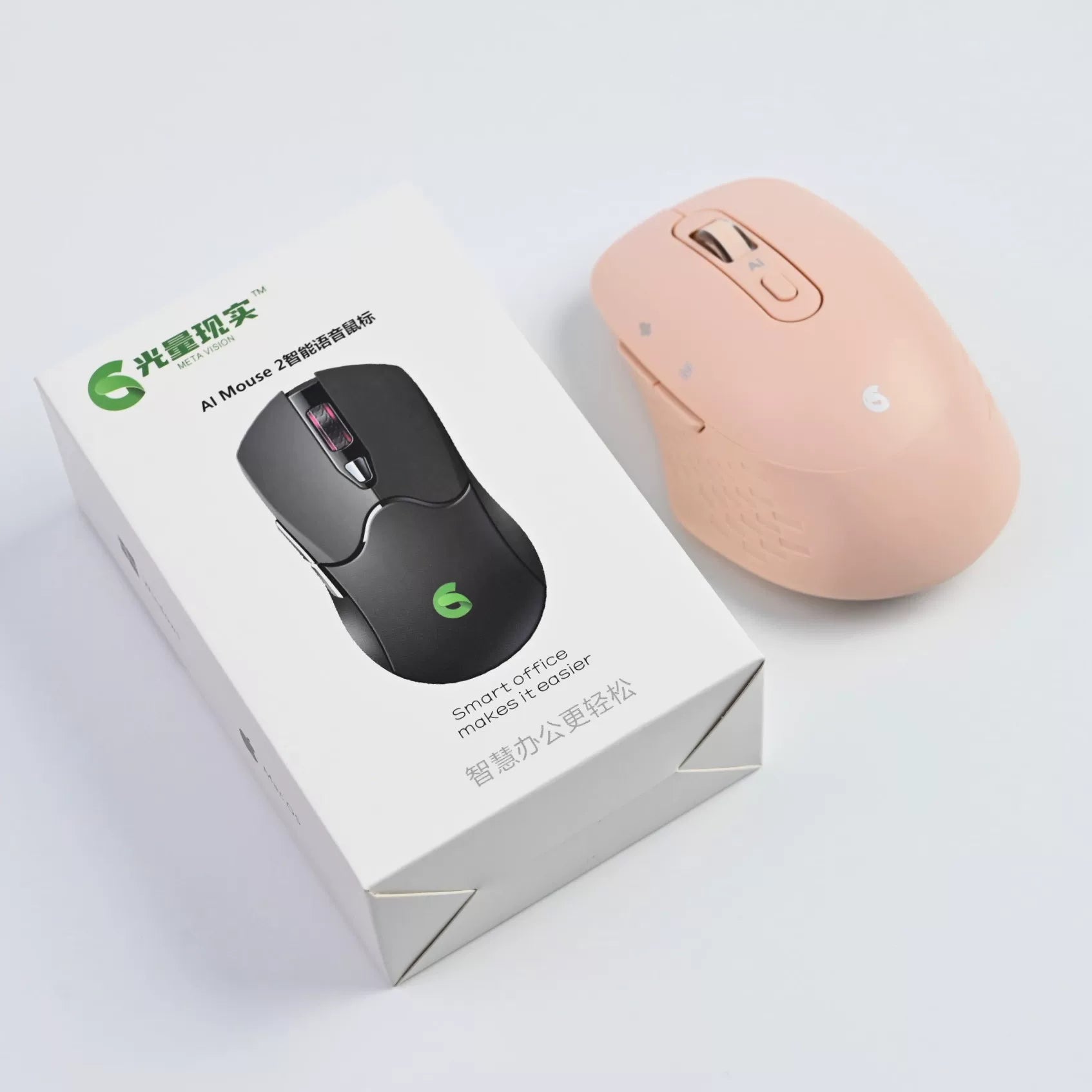 Light Reality AI Voice Wireless Bluetooth Mouse for Writing and Presentations - Pink