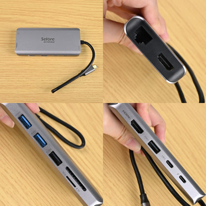 Multi-Port Laptop Docking Station - 0.2m12-in-1Dock 3.5mm+USB3.0×2+USB2.0×2+Gigabit Ethernet+4KHDMI×2+USB-C×2+SD/TF