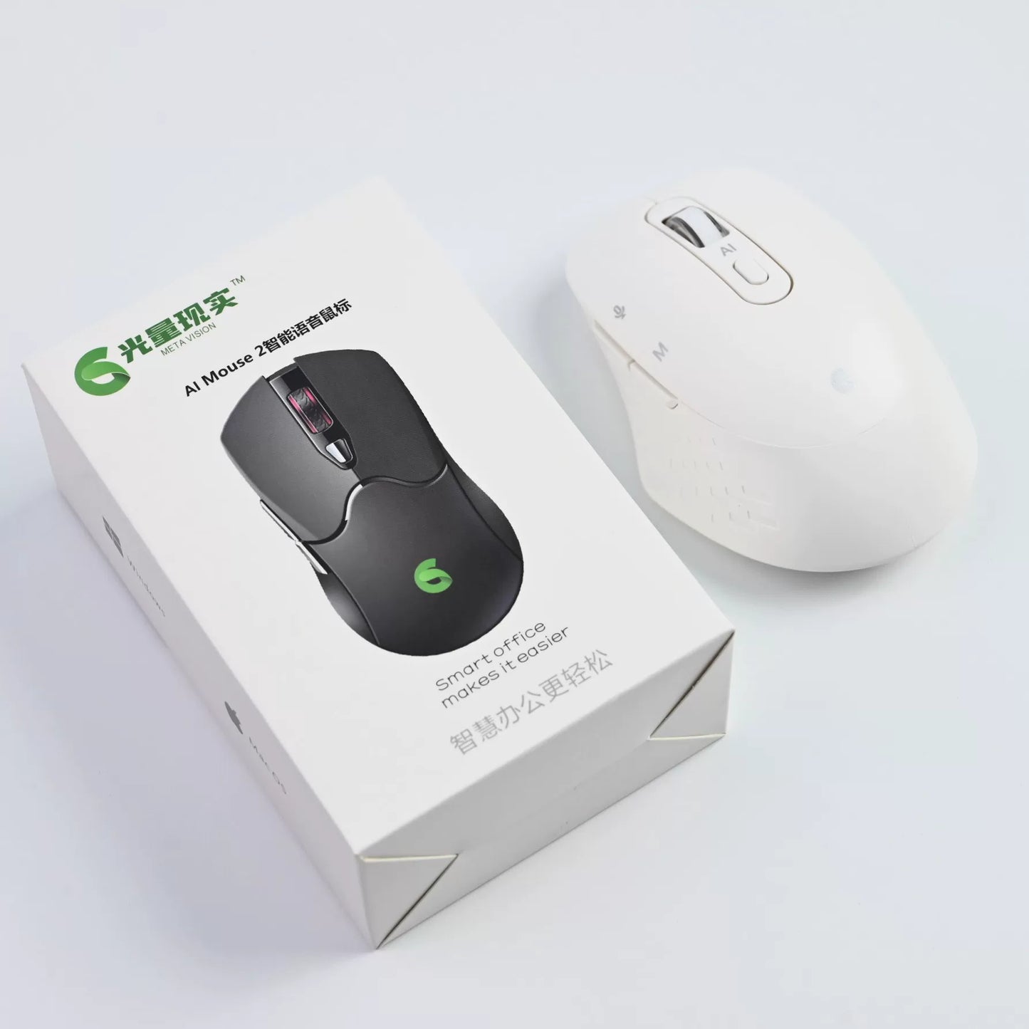 Light Reality AI Voice Wireless Bluetooth Mouse for Writing and Presentations - White