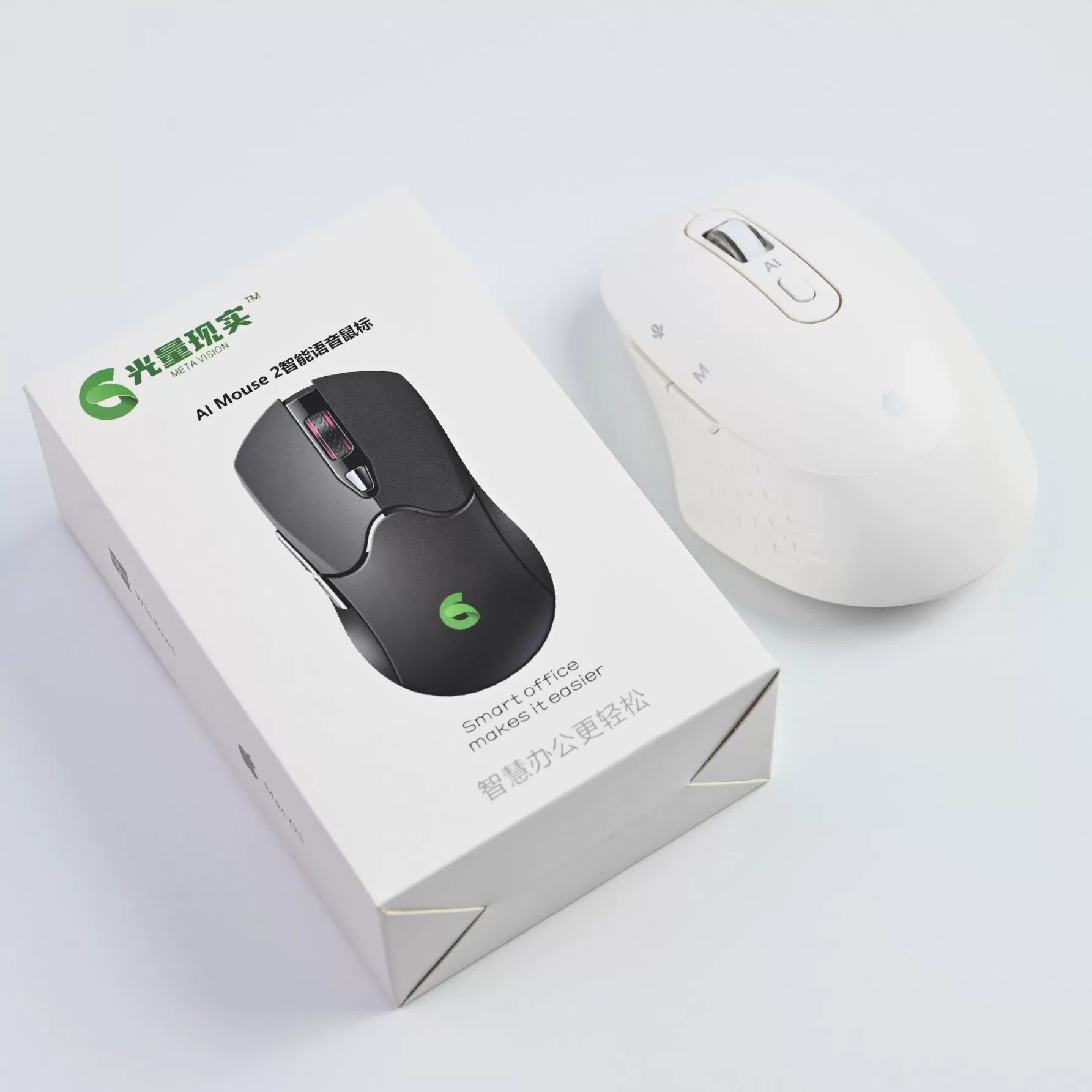 Light Reality AI Voice Wireless Bluetooth Mouse for Writing and Presentations - White