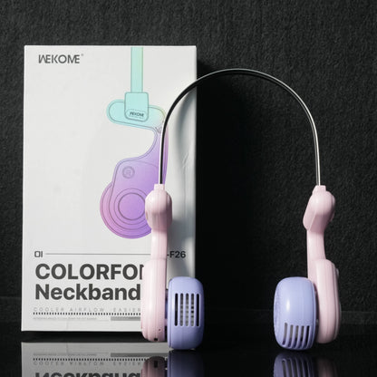 Rechargeable Neck Fan with 5-Speed Cooling - Pink Purple