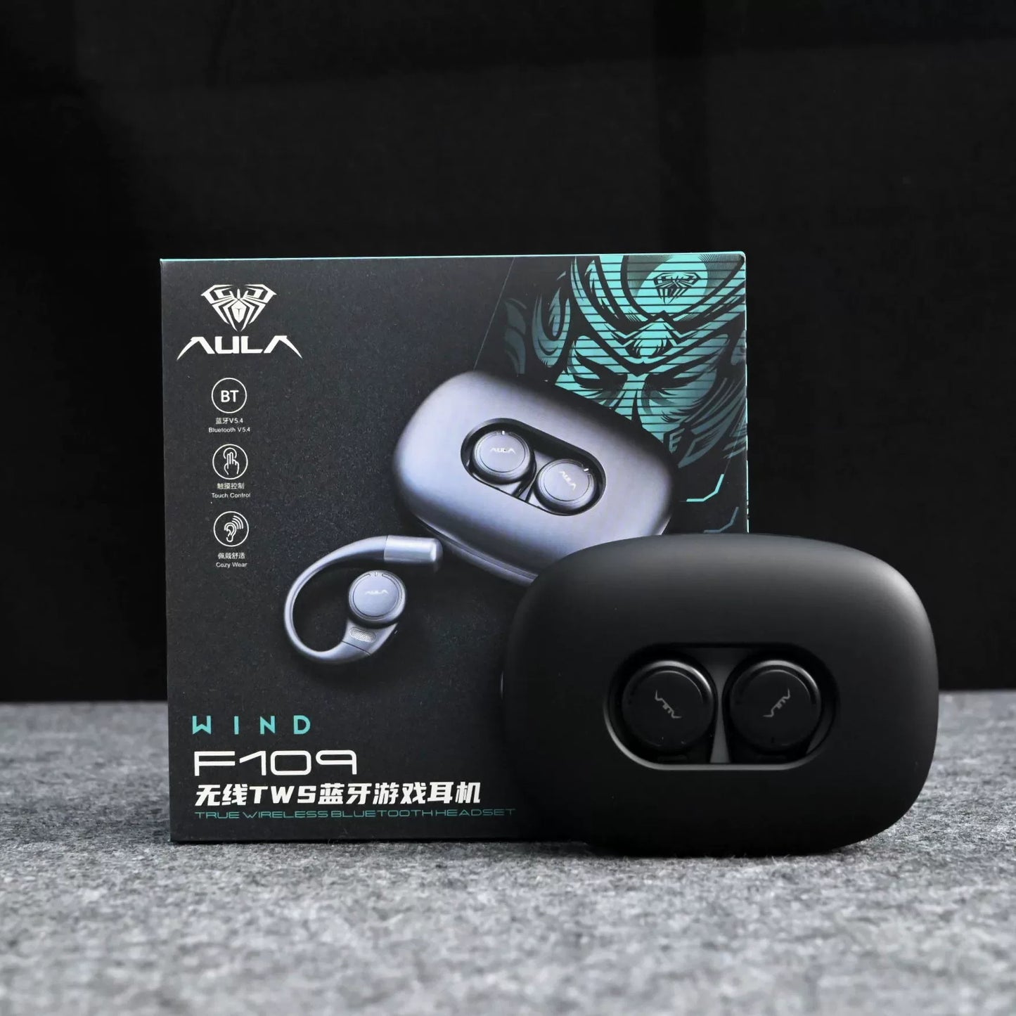 AULA F109 True Wireless Open-Ear Headphones - Black