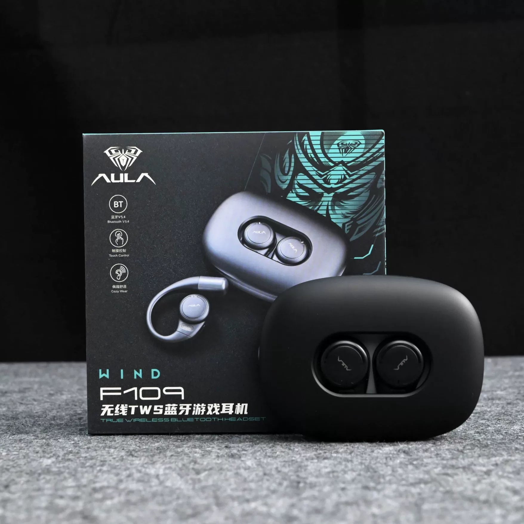 AULA F109 True Wireless Open-Ear Headphones - Black
