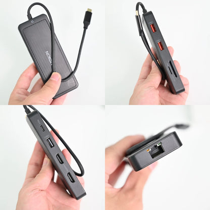 Multi-Port Laptop Docking Station - 0.3m 9-in-1Plastic Version Dual HDMI4K@60Hz+PD100W+3USB+SD/TF+Gigabit Ethernet