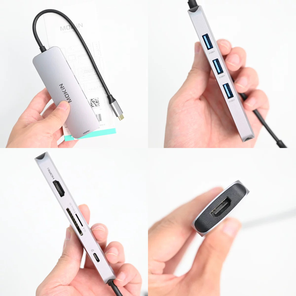 MOKIN PD100W 4K60 Multi-Port Laptop Docking Station - ④0.25m 8-in-1 2HDMI4K@60Hz+PD100W+USB3.0+SD/TF