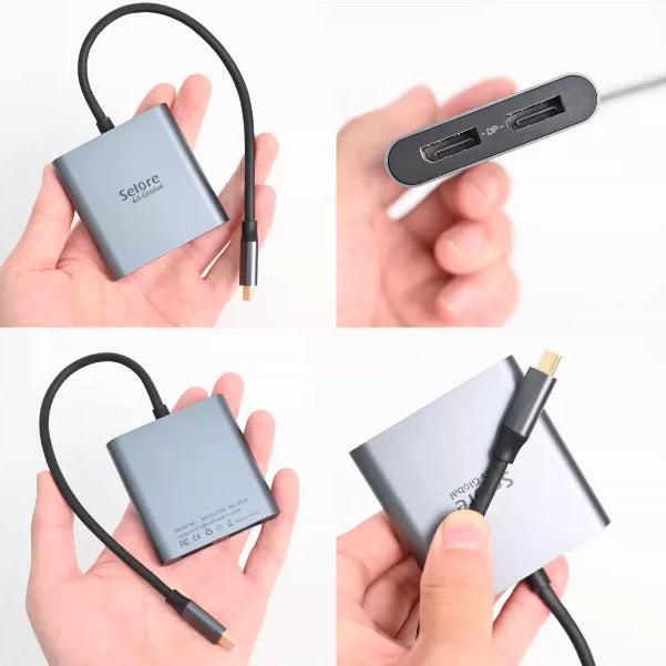 Multi-Port Laptop Docking Station - 0.25m 2-in-1 2DP4K@120Hz