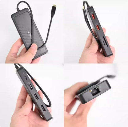 Multi-Port Laptop Docking Station - 0.3m 9-in-1Plastic Version Dual HDMI4K@60Hz+PD100W+3USB+SD/TF+Gigabit Ethernet